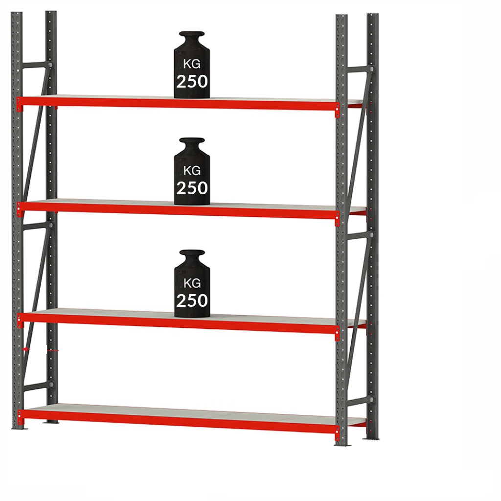 regal-4-polkowy-metalowy-200x267x40 Noliktavas plaukts Mega-M FORTIS 250kg kravnesība - Image 1