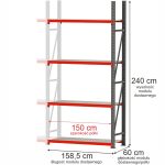 Noliktavas plaukts 4-plauktu Mega-M FORTIS H-240 cm L-158,5 cm G-60 cm papildus modulis N