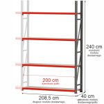 Noliktavas plaukts 4-plauktu Mega-M FORTIS H-240 cm L-208,5 cm G-40 cm papildus modulis N