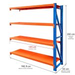 Noliktavas plaukts 4 plauktu Mega-M FORTIS LIGHT H-200 cm L-192,5 cm G-50 cm papildsekcija N