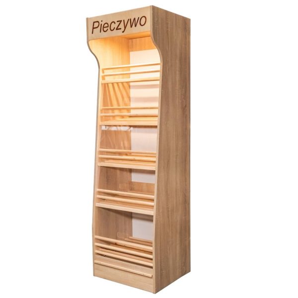 Maizes plaukts Mega-M T H-200cm L-60cm G-50cm pleksi LED apgaismojums sonoma ozols N