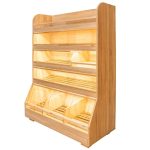 Maizes plaukts Mega-M T H-180cm L-125cm G-60cm plexi LED apgaismojums amerikāņu ozols N
