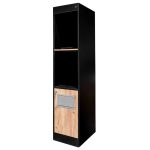 Piederumu plaukts Mega-M H-205 cm L-45 cm G-58 cm melns / ozols kraft N