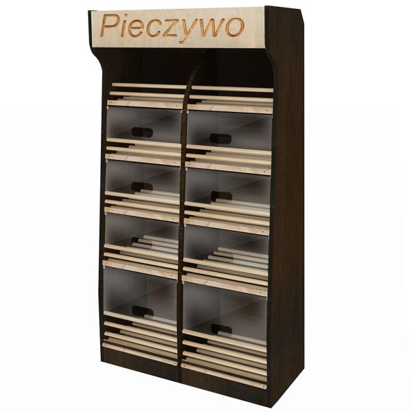 Maizes plaukts Mega-M T H-200 cm L-100 cm G-50 cm LED apgaismojums tumšs rieksts N