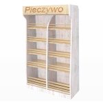 Maizes plaukts Mega-M T H-200 cm L-100 cm G-50 cm plexi LED apgaismojums balināta priede N
