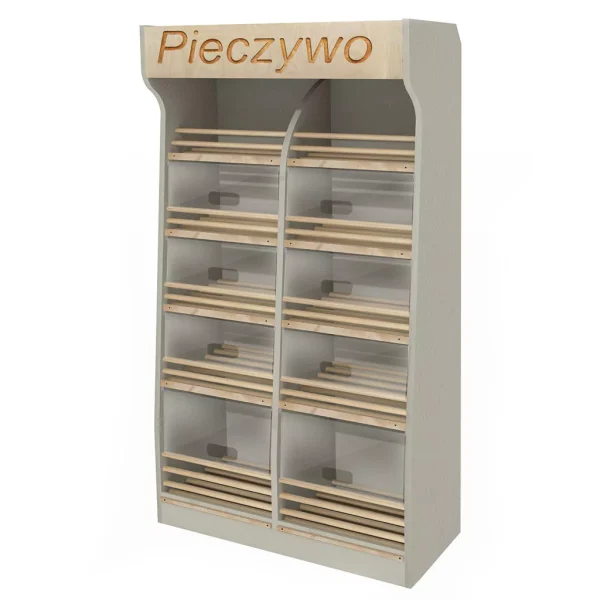 Maizes plaukts Mega-M T H-200 cm L-100 cm G-50 cm plexi LED apgaismojums pelēks N