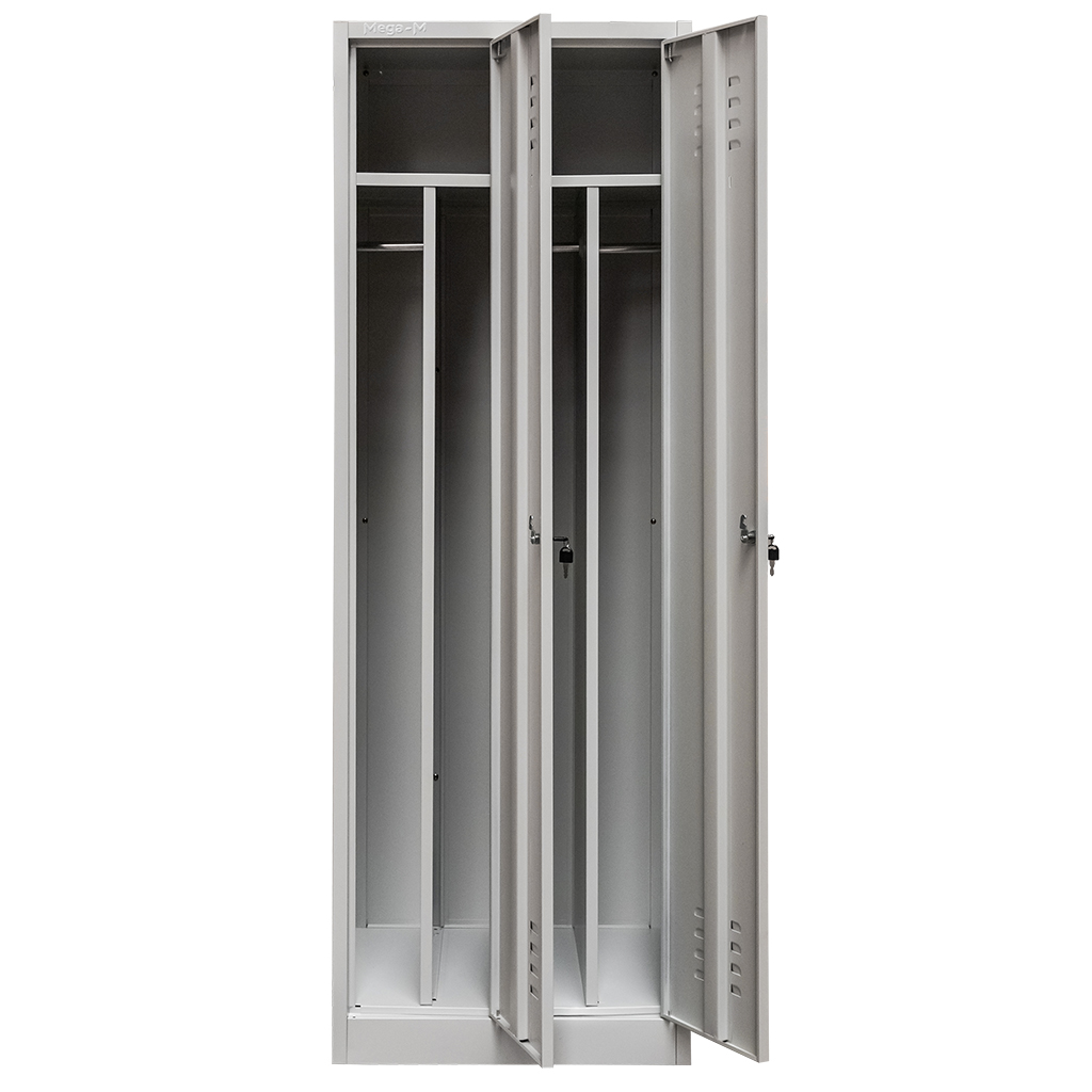 11112025691348a66b1af.jpeg Garderobes skapis Mega-M J-60 2 durvju ar starpsienām pelēks S-60 cm G-50 cm H-180 cm saskrūvējams - Image 1
