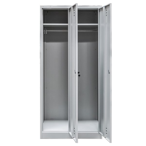 Metāla ģērbtuves skapis Mega-M J-80 2 durvju pelēks S-80 cm G-50 cm H-180 cm skrūvējams N