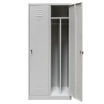 Metāla ģērbtuves skapis Mega-M J-80 2 durvju ar starpsienām pelēks S-80 cm G-50 cm H-180 cm skrūvējams N