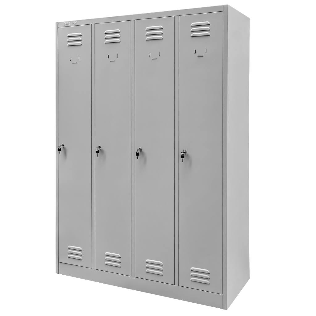 11112025691348ac6b25c.jpeg Ģērbtuves skapis BHP Mega-M J-120 4 durvju pelēks S-120 cm G-50 cm H-180 cm skrūvējams N - Image 1