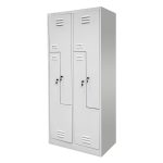 Ģērbtuves skapis Mega-M J-80/L 4 durvju L tips pelēks S-80 cm G-50 cm H-180 cm skrūvējams N