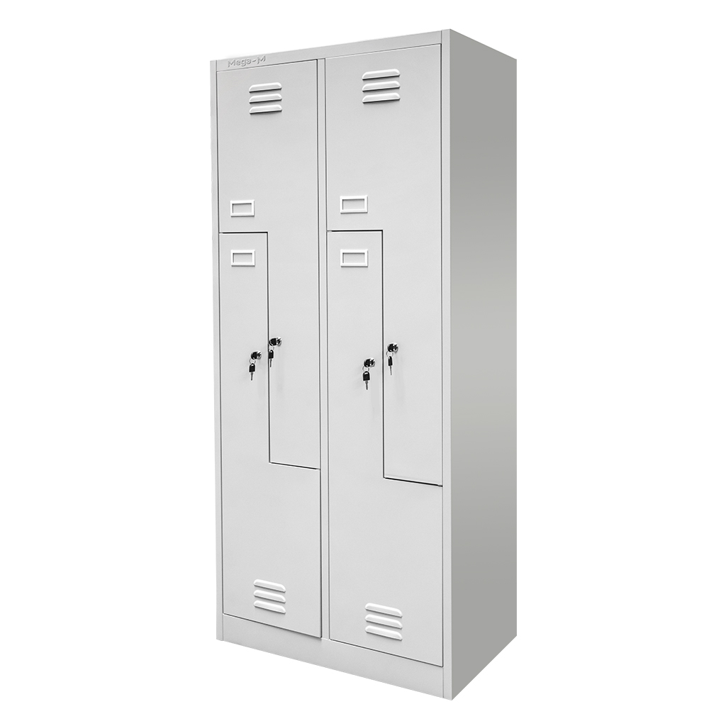 11112025691348ad48084.jpeg Ģērbtuves skapis Mega-M J-80/L 4 durvju L tips pelēks S-80 cm G-50 cm H-180 cm skrūvējams N - Image 1