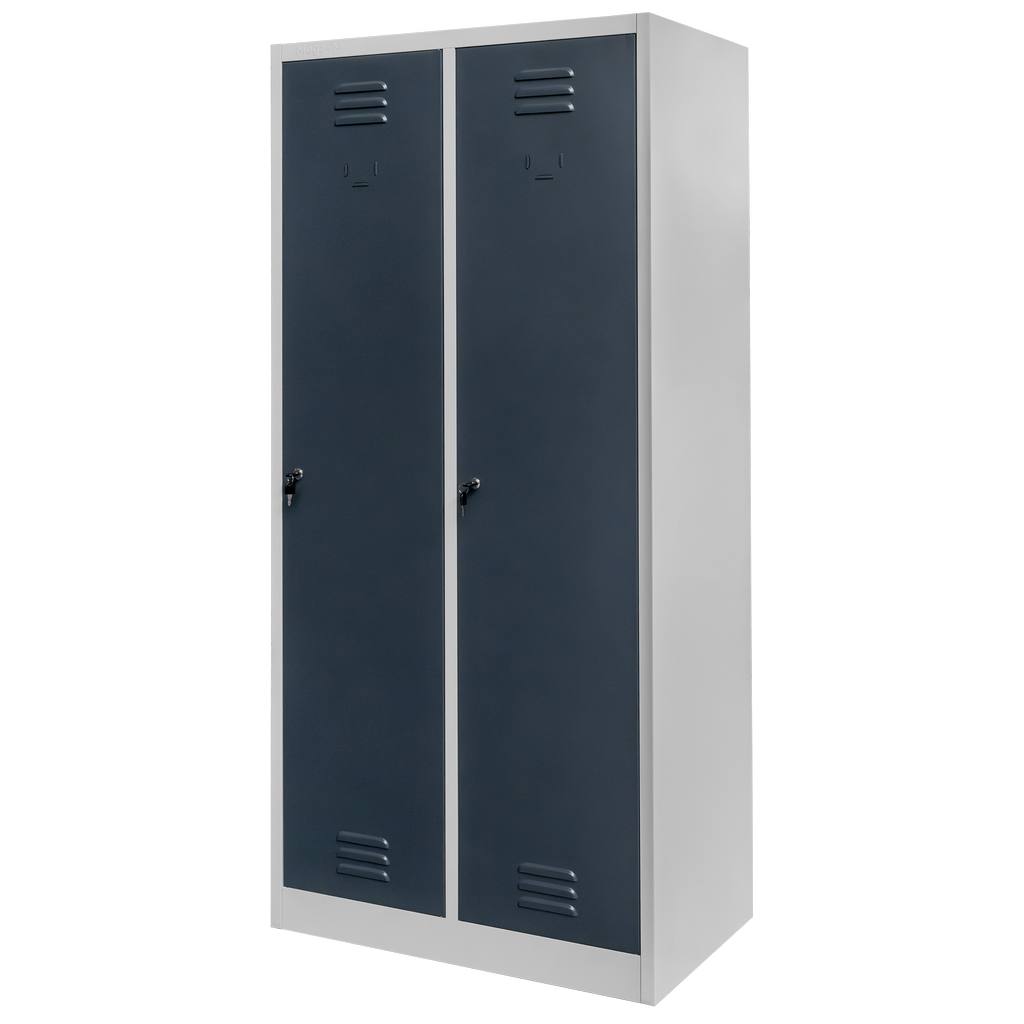 11112025691348af673d2.jpeg Darba apģērbu skapis Mega-M J-80 2 durvju pelēks/ grafīta priekšpuse P-80 cm Dz-50 cm A-180 cm skrūvējams N - Image 1