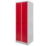 Ģērbtuves skapis Mega-M J-60 2 durvju pelēks/ sarkana fronte S-60 cm G-50 cm H-180 cm skrūvējams N