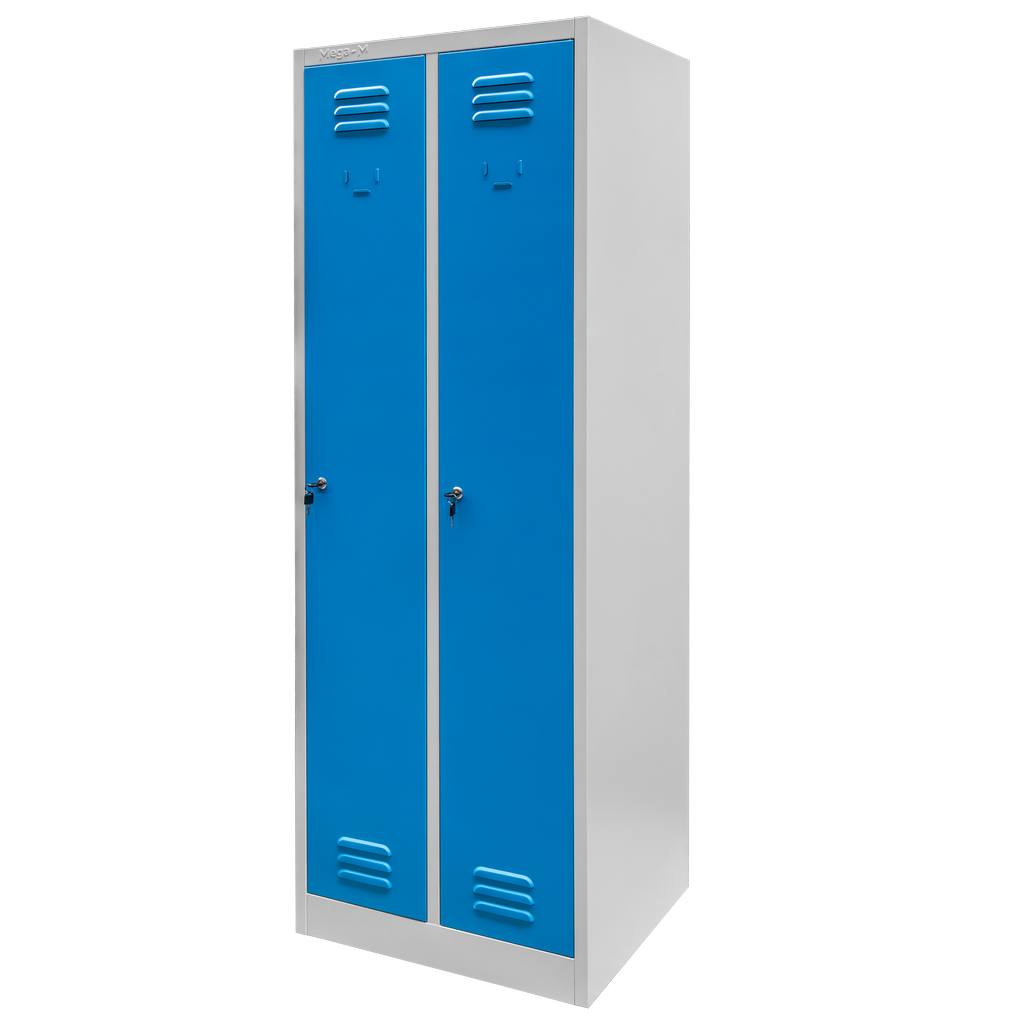 11112025691348b1e5ecb.jpeg Darba apģērbu skapis Mega-M J-60 2 durvju pelēks/ zila priekšpuse P-60 cm D-50 cm A-180 cm saskrūvējams N - Image 1