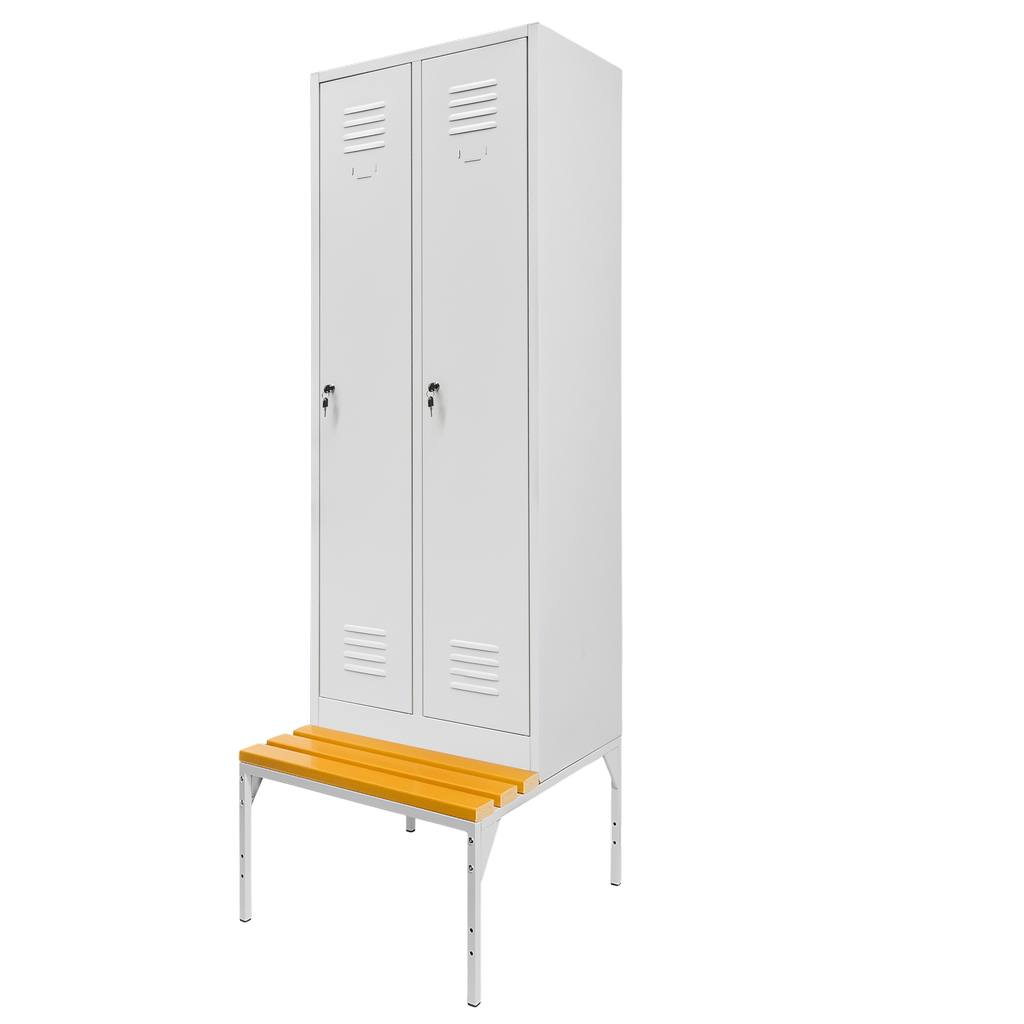 11112025691348bd44a02.jpeg Darba apģērbu skapis Mega-M J-60 uz pamatnes ar soliņu 2 durvju pelēks S-60 cm G-80 cm H-223 cm skrūvējams N - Image 1