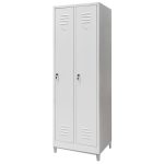 Ģērbtuves skapis Mega-M J-60 uz pamatnes ar kājiņām 2 durvju pelēks S-60 cm G-50 cm H-190 cm saskrūvējams N
