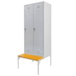 Darba apģērbu skapis Mega-M J-80 uz pamatnes ar soliņu 2 durvju pelēks S-80 cm G-80 cm H-223 cm skrūvējams N