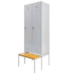 BHP darba apģērbu skapis Mega-M J-80 uz pamatnes ar izvelkamu soliņu 2 durvju pelēks S-80 cm G-80 cm H-223 cm skrūvējams N