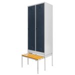 Darba apģērbu skapis Mega-M J-80 uz pamatnes ar izvelkamu soliņu 2 durvju pelēks/ grafīta priekšpuse S-80 cm G-80 cm H-223 cm saskrūvējams N