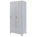 Garderobes skapis Mega-M J-80 uz pamatnes ar kājām 2-durvju pelēks S-80 cm G-50 cm H-190 cm saskrūvējams N