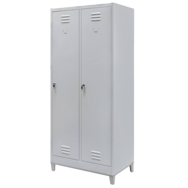 Garderobes skapis Mega-M J-80 uz pamatnes ar kājām 2-durvju pelēks S-80 cm G-50 cm H-190 cm saskrūvējams N