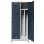 BHP darba apģērbu skapis Mega-M J-80 uz pamatnes ar kājiņām 2 durvju ar starpsienām pelēks/ grafīta priekšpuse S-80 cm G-50 cm H-190 cm skrūvējams N