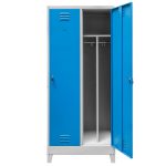 Darba apģērbu skapis Mega-M J-80 uz kājiņām 2 durvju ar starpsienām pelēks/ zila fasāde S-80 cm G-50 cm H-190 cm saskrūvējams N