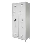 Darba apģērbu skapis Mega-M J-80/L uz pamatnes ar kājiņām 4 durvju L-veida pelēks S-80 cm G-50 cm H-190 cm skrūvējams N