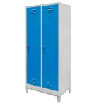 Ģērbtuves skapis Mega-M J-80 uz pamatnes ar kājiņām 2 durvju pelēks/ zila priekšpuse S-80 cm G-50 cm H-190 cm skrūvējams N