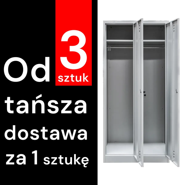 Metāla garderobes skapis Mega-M J-80 2 durvju pelēks S-80 cm G-50 cm H-180 cm saskrūvējams (piegāde uz paletes) N