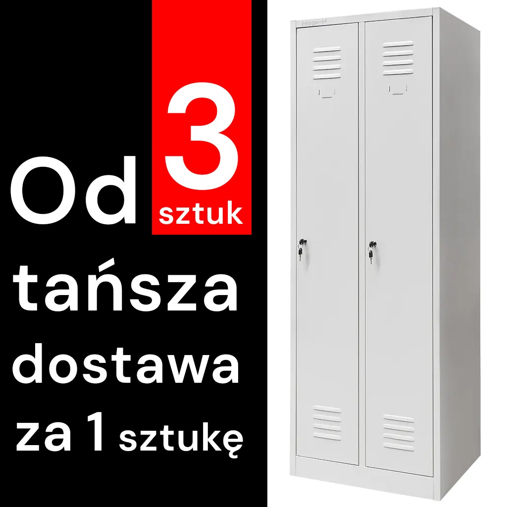11112025691348e3a4511.jpeg Garderobes skapis Mega-M J-60 2-durvju pelēks S-60 cm G-50 cm H-180 cm skrūvējams (piegāde uz paletes) N - Image 1