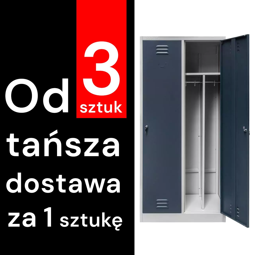 11112025691348e995223.png Darba apģērbu skapis Mega-M J-80 2 durvju ar starpsienām pelēks/ grafīta priekšpuse S-80 cm G-50 cm H-180 cm saskrūvējams (piegāde uz paletēm) N - Image 1