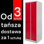 Metāla garderobes skapis Mega-M J-60 2 durvju pelēks/ sarkana priekšpuse P-60 cm D-50 cm A-180 cm skrūvējams (piegāde uz paletes) N