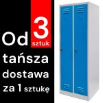 BHP ģērbtuves skapis Mega-M J-60 2 durvju pelēks/ zila priekšpuse P-60 cm D-50 cm A-180 cm skrūvējams (piegāde uz paletes) N