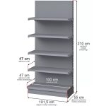 Veikala plaukts Mega-M Merkury pie sienas H-210 cm L-101,5 cm G-47/4x47 cm (GC-55 cm) grafīta papildu modulis N