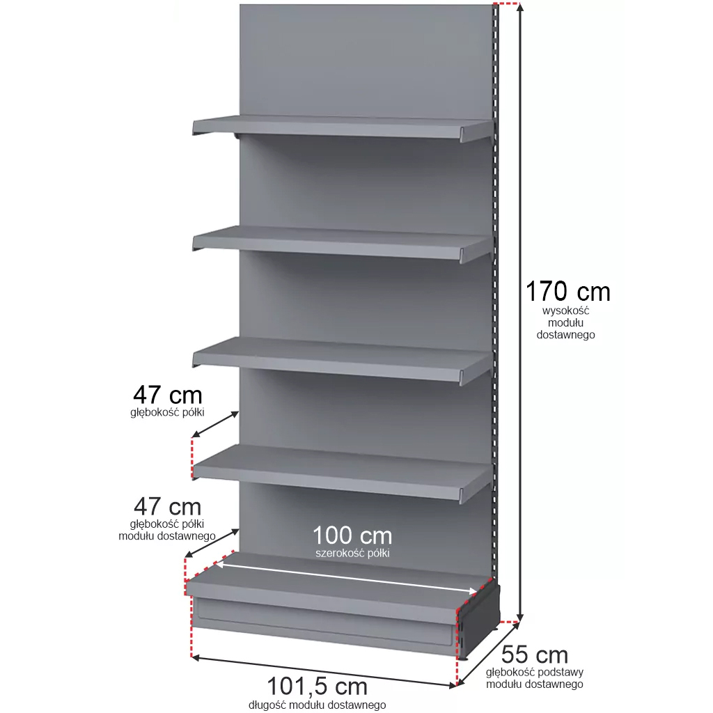 11112025691348f63f5d6.jpeg Veikala plaukts Mega-M Merkury sienas H-170 cm L-101,5 cm G-47/4x47 cm (GC-55 cm) grafīta papildu modulis N - Image 1