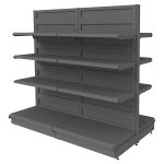 Veikala plaukts gondola Mega-M Basic H-165 cm L-203 cm 2xG-50/6x40 cm (GC-108 cm) antracīts N