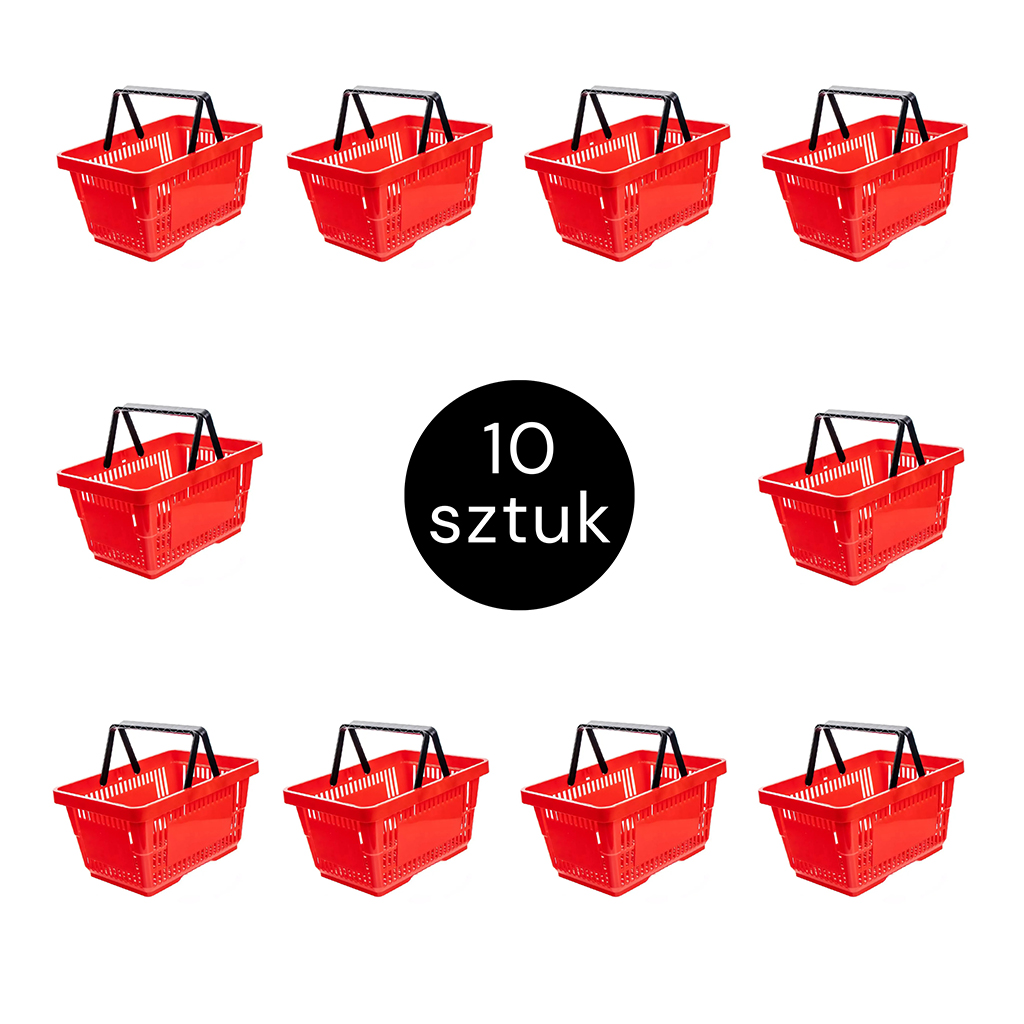 1111202569134926c9344.jpeg Iepirkumu grozs H-22 cm L-30 cm G-43 cm Poj.22L sarkans (komplekts 10 gab.) N - Image 1