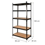 Noliktavas plaukts Mega-M Pro Loft H-180 cm L-90 cm G-40 cm 5 plaukti no MDF 6,2 mm (275kg) melns N