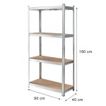 Noliktavas plaukts Mega-M Basic H-180 cm L-90 cm G-40 cm 4 plaukti no MDF 4 mm (175kg) cinkots N