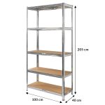 Noliktavas plaukts Mega-M Basic H-205 cm L-100 cm G-40 cm 5 plaukti no MDF 4 mm (175kg) cinkots N