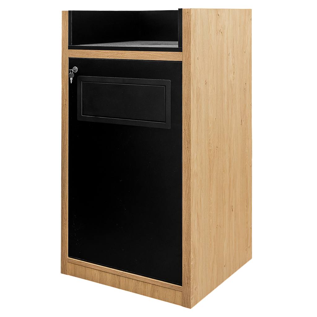 1111202569134965db932.jpeg Atkritumu tvertne ar paplāšu vietu Mega-M H- 120 cm L- 60 cm G- 58 cm akmens ozols N - Image 1