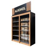 Alkohola plaukts ar baneri Mega-M H-303 cm L-207 cm G-72 cm db kraft N
