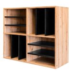 Dekoratīva plaukta modulis vīnam/stiprajam alkoholam Mega-M ozols artisan/melns H- 86 cm L- 100 cm G- 40 cm N