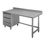 Nerūsējošā tērauda sienas galds ar 3 atvilktņu bloku kreisajā pusē Mega-M S-180 cm G-70 cm H- 85 cm N