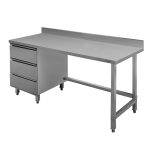 Nerūsējošā tērauda sienas galds ar 3 atvilktņu bloku kreisajā pusē Mega-M S-180 cm G-60 cm H- 85 cm N