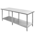 Nerūsējošā tērauda centrālais galds ar plauktu un 6 kājām Mega-M S-200 cm G-80 cm H-85 cm N