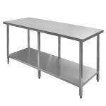 Nerūsējošā tērauda centrālais galds ar plauktu un 6 kājām Mega-M S-180 cm G-80 cm H-85 cm N