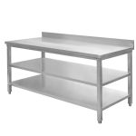 Nerūsējošā tērauda sienas galds ar 2 plauktiem Mega-M S-180 cm G-60 cm H-85 cm N